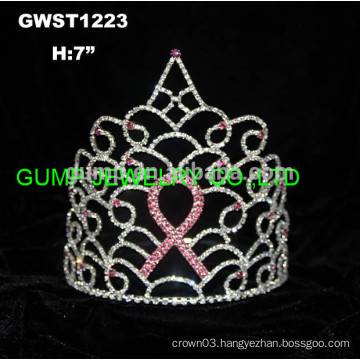 Rhinestone Pink Ribbon Crowns and Tiaras Series